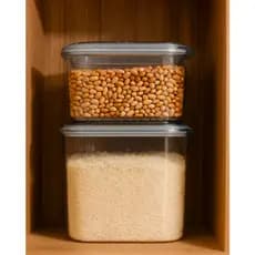 Jogo 2 Potes Hermeticos Empilhavel Mantimentos 4,6l Arroz E 2,8l Feijão Saladas Frutas Cereais