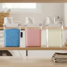 kit Dispenser Hermético com travas alça copo dosador ideal para Sabão em Pó Amaciante Cereais Ração