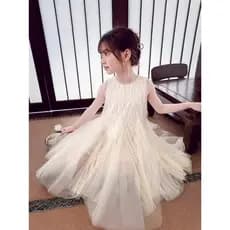 .Meninas vestido de verão vestido de verão 2025 novo estilo crianças verão colete menina moda gaze princesa.