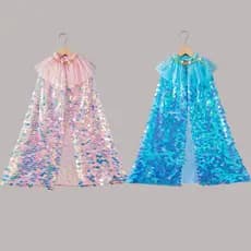Meninas sereia manto crianças lantejoulas xale princesa elsa manto congelado elsa lantejoulas xale
