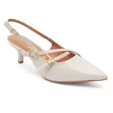 Scarpin Vizzano Slingback Feminino Salto Baixo Off White