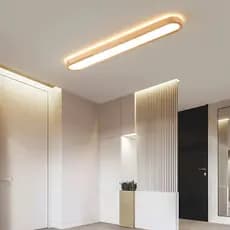 Luminária Teto Led Plafon 95cm 65cm Retangular De Madeira Quarto Escritório