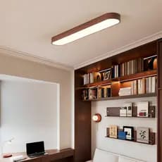 Luminária Teto Painel Led Plafon 90cm Retangular Madeira Sobrepor Quarto Escritório 3 tons de luz