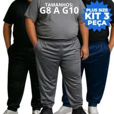 Kit 3 Calça Masculina Plus Size G8 G10 Casual Esportiva Confortável Dia a Dia
