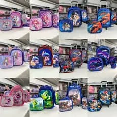 Kit Mochila Escolar Infantil de Rodinhas Menino Bolsa Resistente Impermeável Com Lancheira e Estojo BMA9719U-KIT