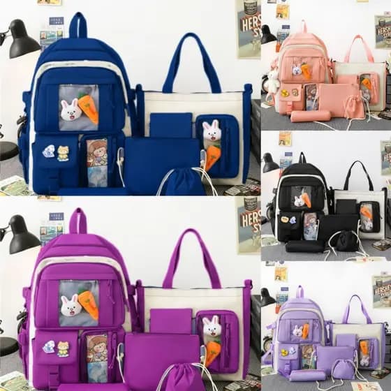 KIT 5 Estudantes Adolescentes Meninas Mochila de Viagem Casual Coreia Tour Grande Capacidade
