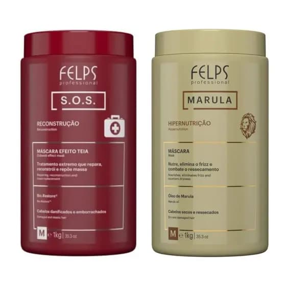 Kit Felps - SOS Mascara Capilar 1kg + MARULA Máscara Capilar 1kg