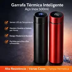 Garrafa Térmica Inteligente com Sensor de Temperatura LED 500ml Quente e Frio
