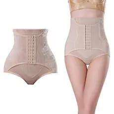 Cinta Calcinha Modeladora Aperta Barriga Alta Compressão Flores Bege Tamanho:XXXL