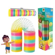 Brinquedo Mola Maluca Colorida 30cm Grande Retrátil Infantil Educativo Anti stress.