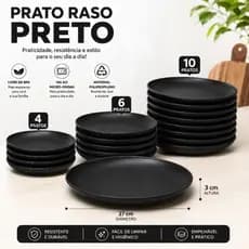 Kit Prato Raso Polipropileno 27cm BPA Free Micro-ondas 4 6 10 Unidades