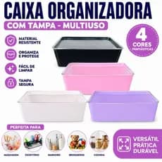 Caixa Organizadora ComTampa Multiuso  Plástica Banheiro Escritório