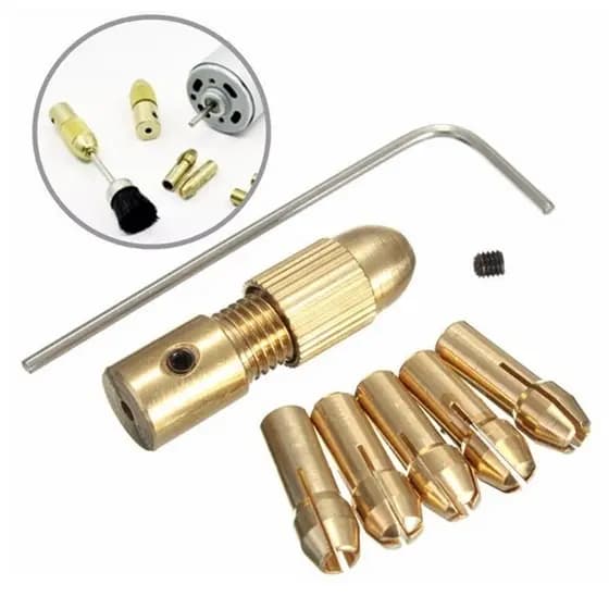 7 Pçs/set 2.35/3.17/4.05/5.05mm Latão Dremel Collet Mini Mandris De Broca Para Eixo Do Motor Elétrico Ferramenta Adaptad