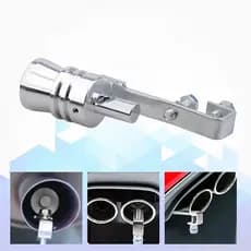 S/M/L/XL Moto Carro Escape Falso Turbo Apito Tubo Som Silenciador Válvula Sopro Simulador Universal Prata