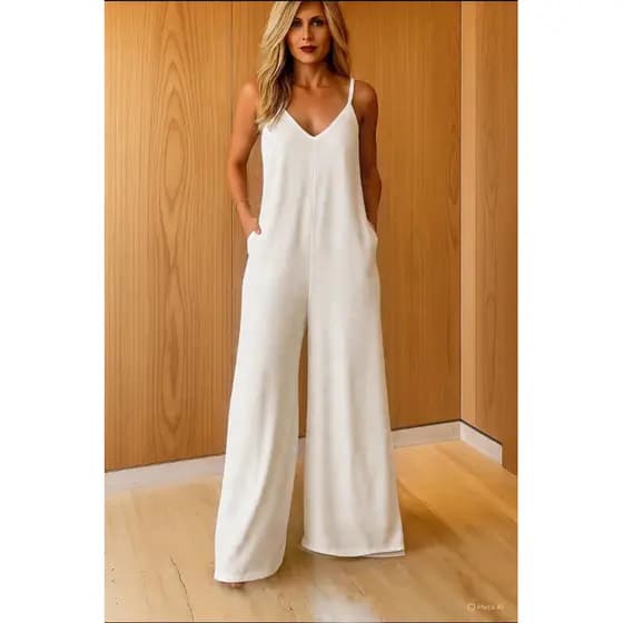 Macacão Pantalona longo/ alça fina ajustável