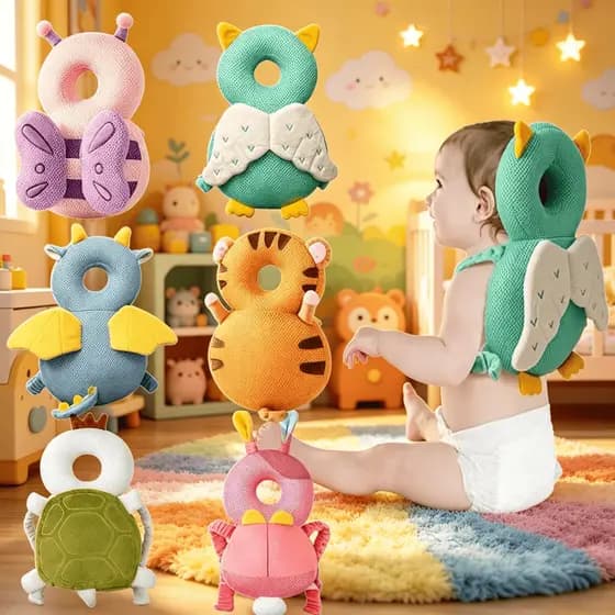 Almofada de Proteção para Cabeça de Bebê – Design de Bichinho, Suave e Segura
