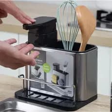 Escorredor Organizador Utensílios Cozinha Faqueiro Faca Suporte ou de louça de cozinha Dispensador de sabão Inox