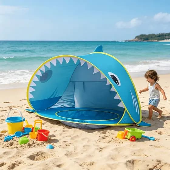 Barraca De Praia Jardim Portátil Para Bebês e Crianças Com Piscina Simples/ Baleia