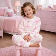 Conjunto Infantil Brilha no Escuro para Meninos e Meninas Pijamas Inverno 2 a 16 Anos com Efeito Iluminado