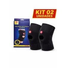 Kit 2 Joelheiras Ortopédicas Ajustáveis com Velcro | Par Suporte Joelho Compressão Anti Dor Articulação Academia Corrida