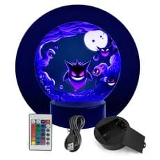Luminária LED Decorativa Abajur de Mesa Pokémon Gengar - RGB + Controle