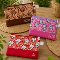 Kit 3 Necessaires Slim BT21 BTS | Nylon600 Resistente | Estampa Premium que Não Desbota