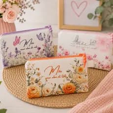 Kit 3 Necessaires Slim Estampadas 18x13 cm | Presente Dia das Mães