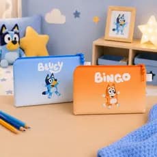 Necessaires Slim kit com 2 unidades Bluey e Bingo Personalizadas | Estojo Infantil 18x13