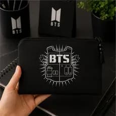 Necessaire Slim BTS BT21 Kpop Porta Maquiagem Estojo Feminino 18x13cm Personalizada