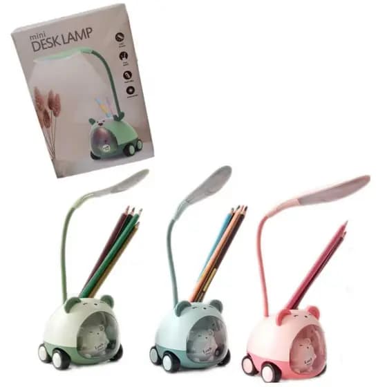 Luminária De Mesa Infantil C/porta Lápis Apontador Luz Noite