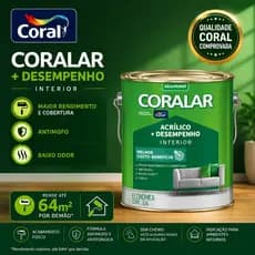 Tinta Acrilica Coral Coralar Mais Desempenho 3,6 Litros Fosco - Cores