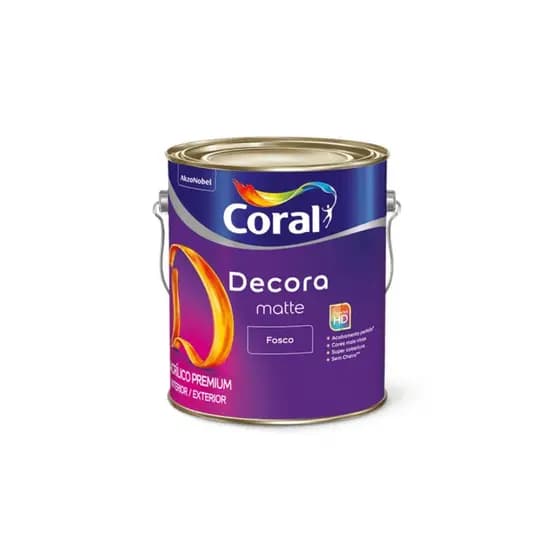 Tinta Acrílica Decora Matte Fosco Premium Coral 3,6l - Branco