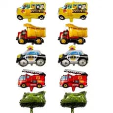 Kit c/10 Balões Metalizados Carros Ônibus Escolar Bombeiro Caminhão 35CM Festa Aniversário Decoração