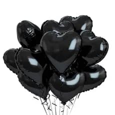 Kit 10 Balões Coração Preto 45CM Metalizado Decoração Aniversário Festas