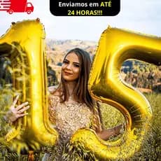 Kit c/2 Balões Números Metalizados Dourado festa aniversários 75CM