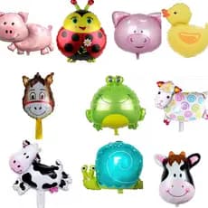 Kit c/10 balões metalizados animais fazendinha  jardim sortidos festas aniversários 35CM