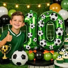 Kit 2 Balões Metalizados Verde Com Bola de Futebol 40CM Decoração Festa Copa Jogador