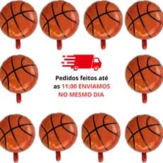 Kit 10 Balões Metalizados Bola Basquete Festas Decorações Aniversários