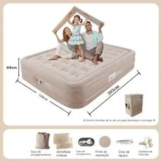 Colchão Inflável Queen Casal Cama De Campanha Bomba Inflável Com Bateria De Lítio Integrada 203*154*44cm