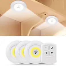 3PCS Luminária Kit 3 Lâmpada Led Spot Sem Fio Controle Remoto Lâmpada Led Sem Fio
