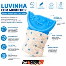 Luvinha Mordedor Infantil Para Bebê Silicone Macio Alívio da Dentição Rosa ou Azul