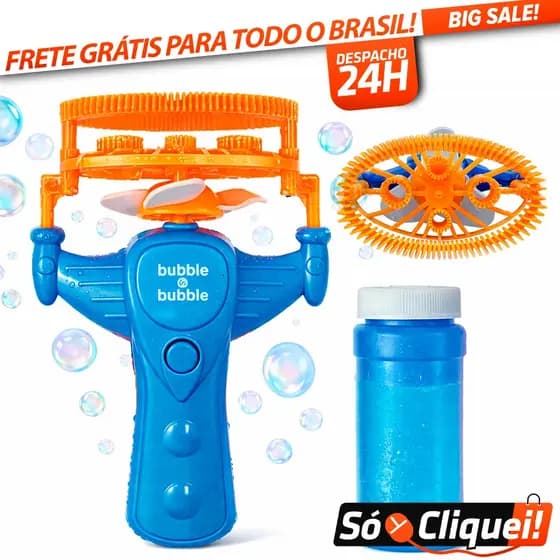 Maquina Lança Bolhas de Sabão Brinquedo Infantil Lançador Bolha Bubble In Bubble Diversão Ar Livre