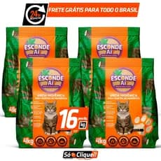 Kit 4 Pacotes Areia Sanitária de Mandioca Biodegradável Esconde Aí Granulado Premium Alta Absorção Torrões Firmes