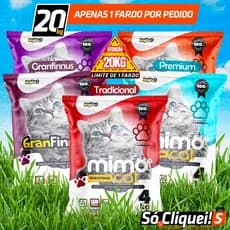 Kit 5 Pacotes Areia de Gato Argipet Mimocat Granulado Sanitário Argila Bentonita Alta Absorção Evita Odores Perfumada