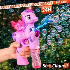Brinquedo Infantil Maquina Lança Bolha de Sabão Unicórnio e Dinossauro Gatilho Fricção Verão