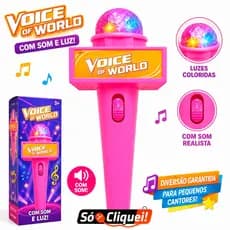 Microfone Infantil Voice Of World Rosa Brinquedo Musical Com Luz Som Para Crianças A Partir De 3 Anos