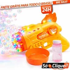 Maquina Lança Bolhas Bubble Gun Bazuca Com Luzes Bolha de Sabão Automático Brinquedo Infantil Crianças