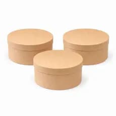 Kit 3 Caixa Redonda 25x25x10 MDF Cru com Tampa – Perfeita para Presente, Cestas e Artesanato