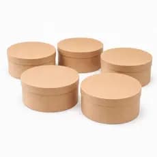 Kit 5 Caixas Redondas 25x25x10 MDF Cru  com Tampa – Caixa Decorativa para Presente