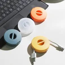 Suporte de cabo rotativo circular, organizador de cabos de fone de ouvido, cabo USB, carregador de dados para celular, c